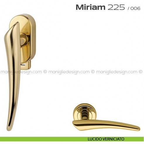 Maniglia per finestra DK con pulsante su placca 225 Miriam Reguitti lucido verniciato