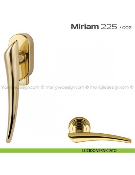 Maniglia per finestra DK con pulsante su placca 225 Miriam Reguitti lucido verniciato