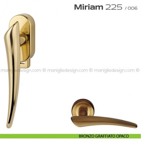 Maniglia per finestra DK con pulsante su placca 225 Miriam Reguitti bronzato graffiato