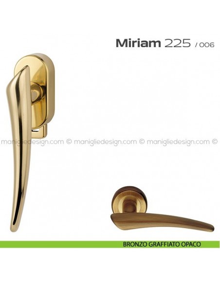 Maniglia per finestra DK con pulsante su placca 225 Miriam Reguitti bronzato graffiato