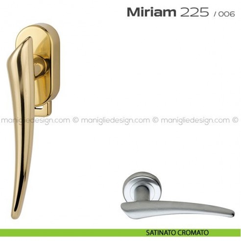 Maniglia per finestra DK con pulsante su placca 225 Miriam Reguitti satinato cromato