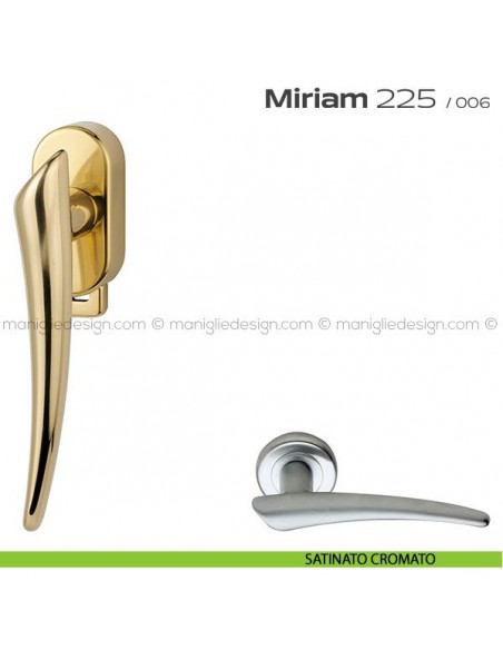 Maniglia per finestra DK con pulsante su placca 225 Miriam Reguitti satinato cromato