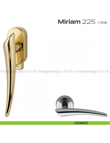 Maniglia per finestra DK con pulsante su placca 225 Miriam Reguitti cromato