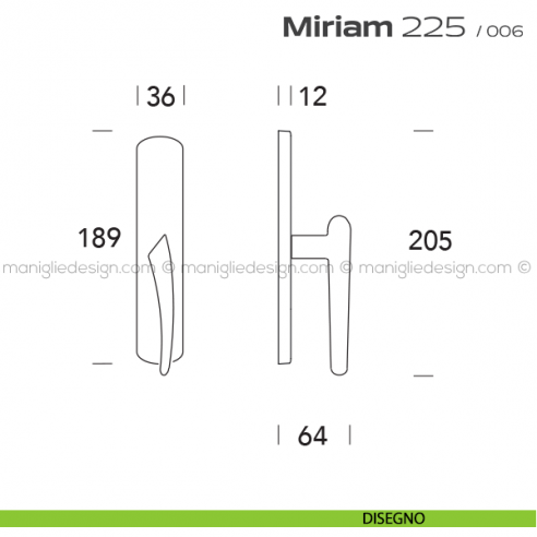 Maniglia per finestra cremonese 225 Miriam Reguitti disegno