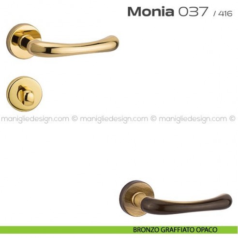 Maniglia per porta con nottolino 037 Monia Reguitti bronzato graffiato