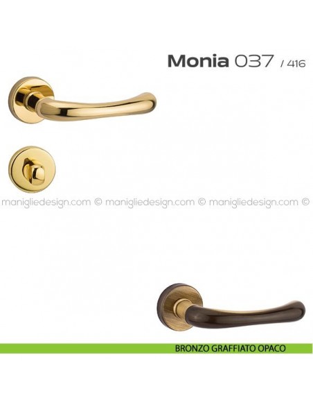 Maniglia per porta con nottolino 037 Monia Reguitti bronzato graffiato