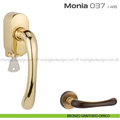 Maniglia per finestra martellina DK con chiave 037 Monia Reguitti bronzato graffiato