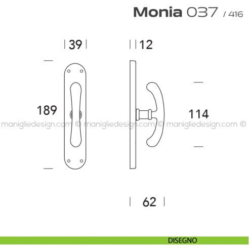 Maniglia per finestra cremonese 37 Monia Reguitti disegno
