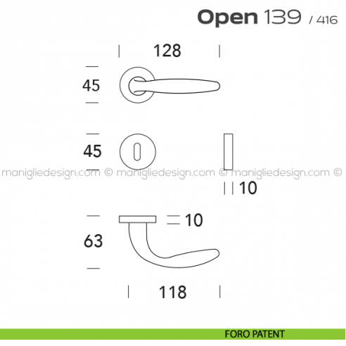 Maniglia per porta 139 Open Reguitti foro patent