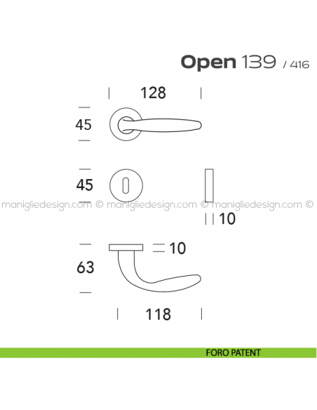 Maniglia per porta 139 Open Reguitti foro patent
