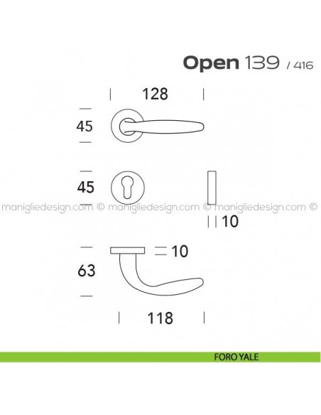 Maniglia per porta 139 Open Reguitti foro yale