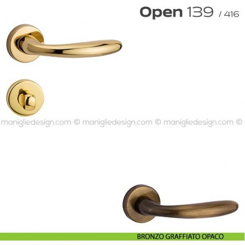 Maniglia per porta con nottolino 139 Open Reguitti bronzato graffiato