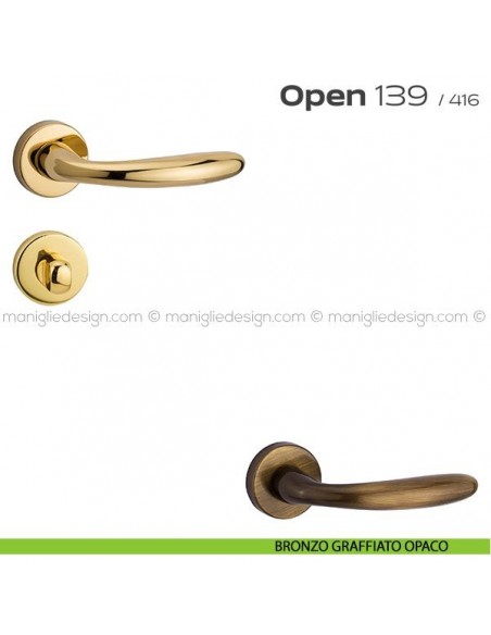 Maniglia per porta con nottolino 139 Open Reguitti bronzato graffiato