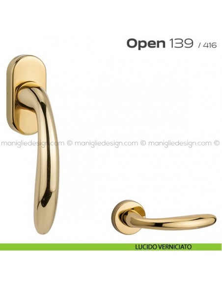 Maniglia per finestra martellina 139 Open Reguitti lucido verniciato