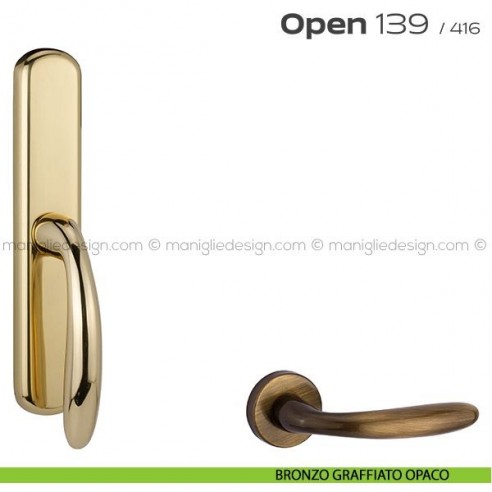 Maniglia per finestra cremonese 139 Open Reguitti bronzato graffiato