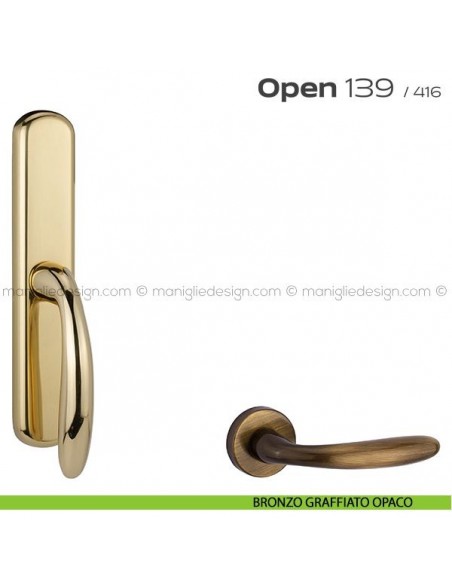 Maniglia per finestra cremonese 139 Open Reguitti bronzato graffiato