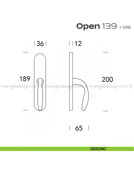 Maniglia per finestra cremonese 139 Open Reguitti disegno