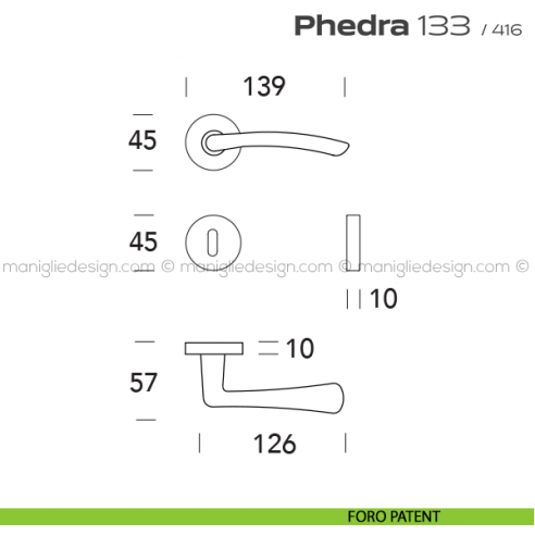 Maniglia per porta 133 Phedra Reguitti foro patent