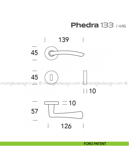 Maniglia per porta 133 Phedra Reguitti foro patent