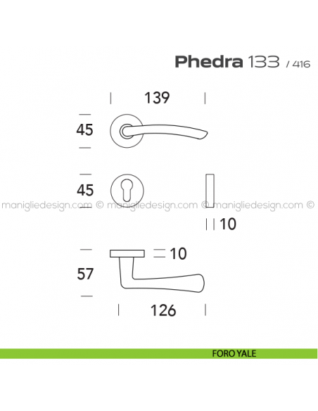 Maniglia per porta 133 Phedra Reguitti foro yale