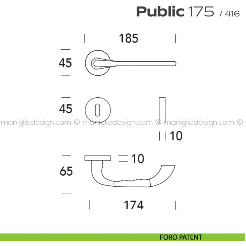 Maniglia per porta 175 Public Reguitti foro patent