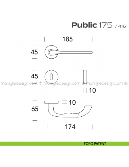 Maniglia per porta 175 Public Reguitti foro patent