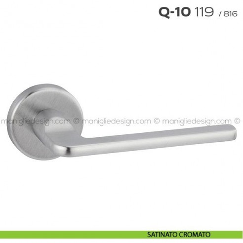 Maniglia per porta Q-10 119 Reguitti con rosetta tonda satinato cromato