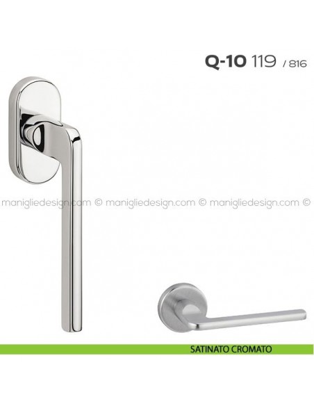 Maniglia martellina DK per finestra Q-10 119 Reguitti satinato cromato