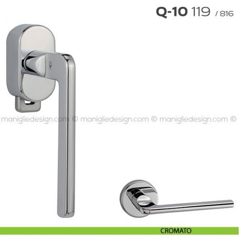 Maniglia DK per finestra con pulsante su placca Q-10 119 Reguitti cromato
