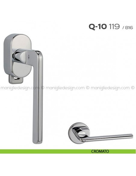 Maniglia DK per finestra con pulsante su placca Q-10 119 Reguitti cromato
