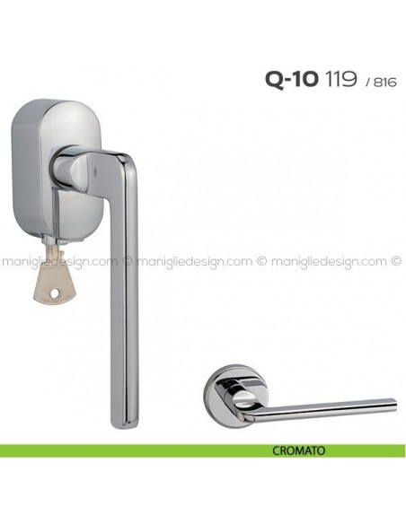 Maniglia DK per finestra con chiave su placca Q-10 119 Reguitti cromato