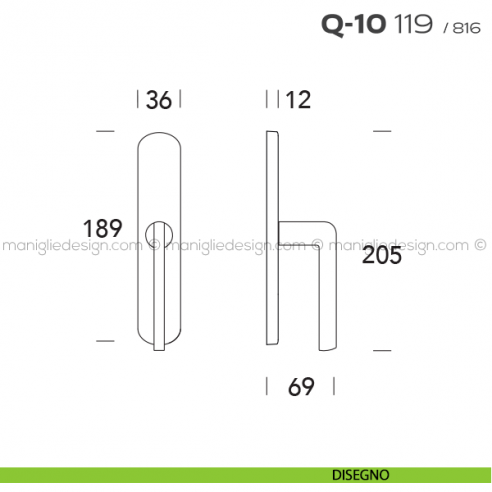 Maniglia cremonese per finestra Q-10 119 Reguitti disegno