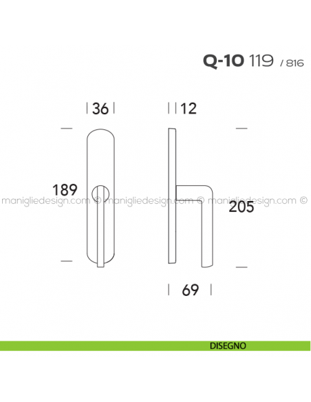 Maniglia cremonese per finestra Q-10 119 Reguitti disegno