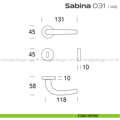 Maniglia per porta 031 Sabina Reguitti foro patent