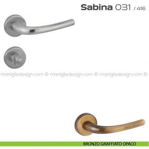 Maniglia per porta con nottolino 031 Sabina Reguitti bronzato graffiato