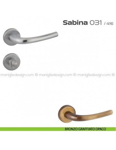 Maniglia per porta con nottolino 031 Sabina Reguitti bronzato graffiato