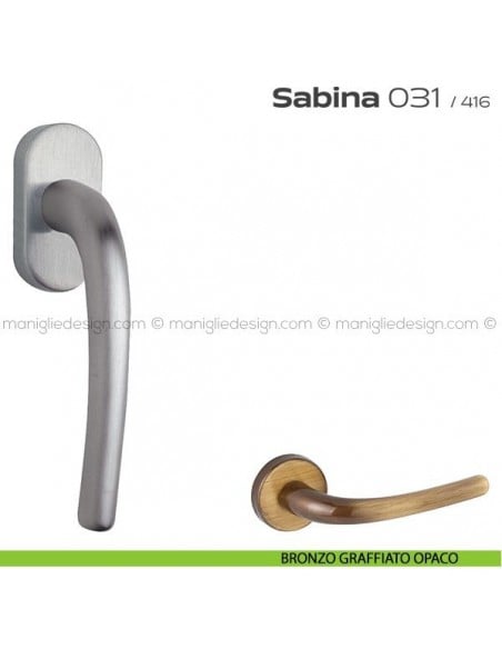 Maniglia per finestra martellina 031 Sabina Reguitti bronzato graffiato