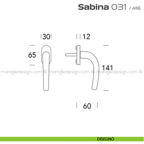 Maniglia per finestra martellina 031 Sabina Reguitti disegno