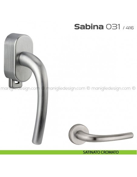 Maniglia per finestra DK con pulsante su placca 031 Sabina Reguitti satinato cromato