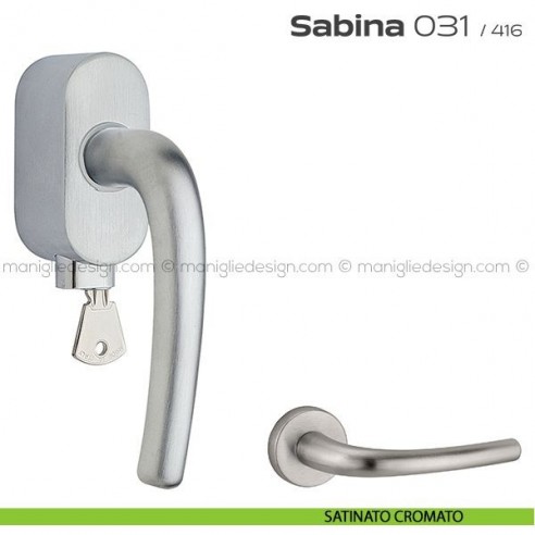 Maniglia per finestra martellina DK con chiave 031 Sabina Reguitti satinato cromato