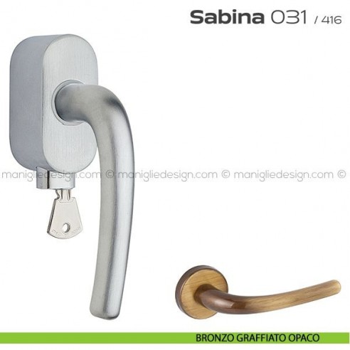Maniglia per finestra martellina DK con chiave 031 Sabina Reguitti bronzato graffiato
