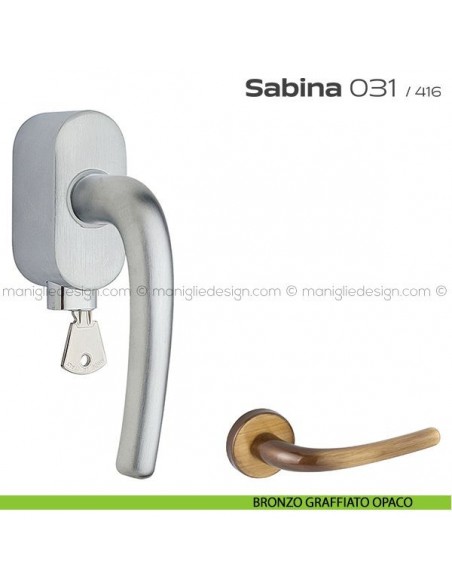 Maniglia per finestra martellina DK con chiave 031 Sabina Reguitti bronzato graffiato
