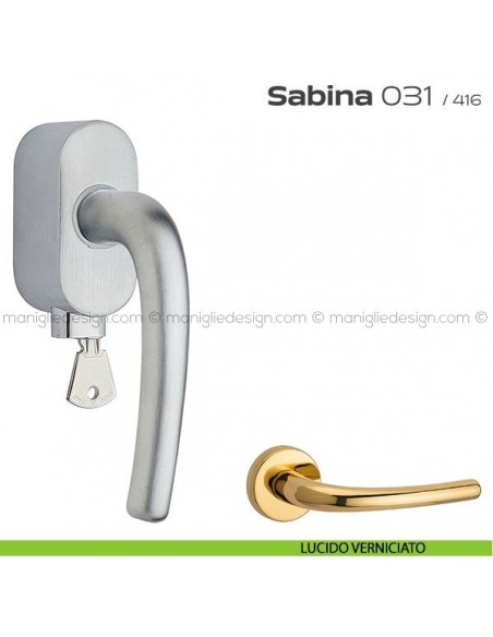 Maniglia per finestra martellina DK con chiave 031 Sabina Reguitti lucido verniciato