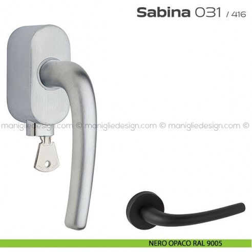 Maniglia per finestra martellina DK con chiave 031 Sabina Reguitti nero opaco RAL 9005