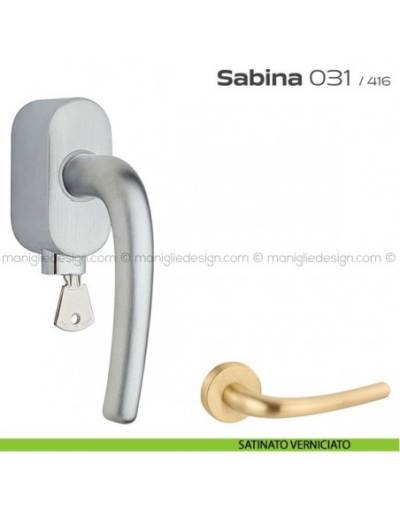 Maniglia per finestra martellina DK con chiave 031 Sabina Reguitti satinato verniciato