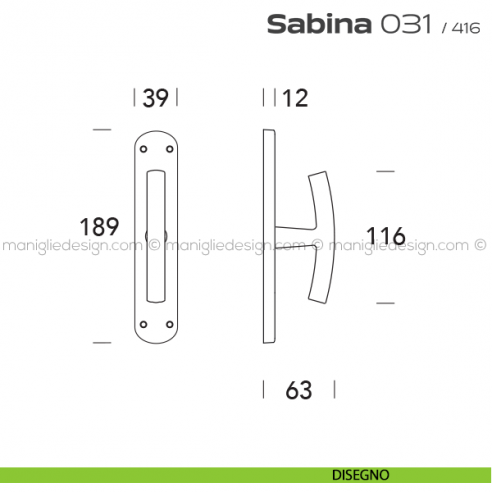 Maniglia per finestra cremonese 031 Sabina Reguitti disegno