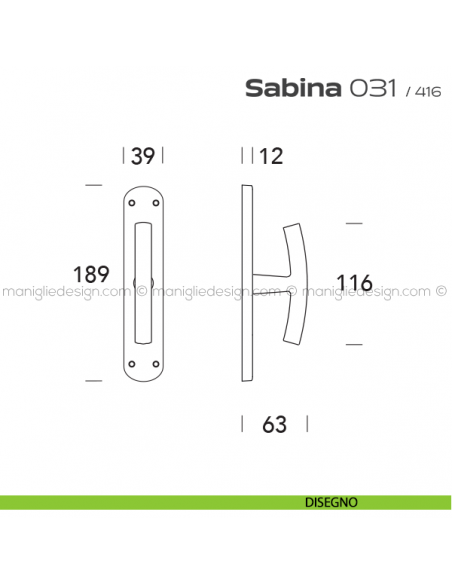 Maniglia per finestra cremonese 031 Sabina Reguitti disegno