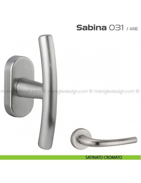 Maniglia per finestra martellina DK impugnatura a T 031 Sabina Reguitti satinato cromato