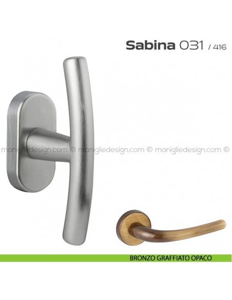 Maniglia per finestra martellina DK impugnatura a T 031 Sabina Reguitti bronzato graffiato