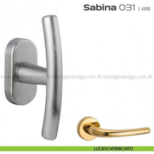 Maniglia per finestra martellina DK impugnatura a T 031 Sabina Reguitti lucido verniciato